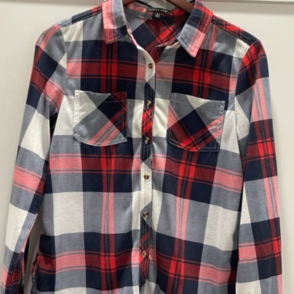 Staccato Red and Blue Plaid Button-Down